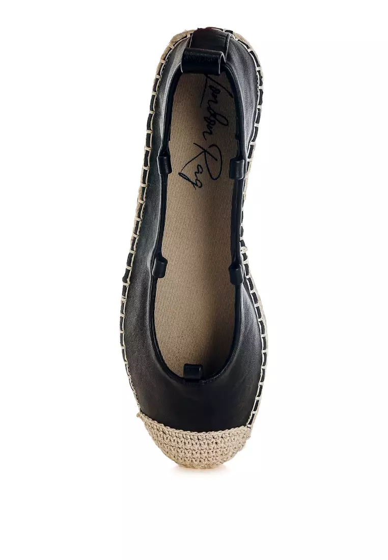 Woven Toe Lace-Up Espadrilles in Black