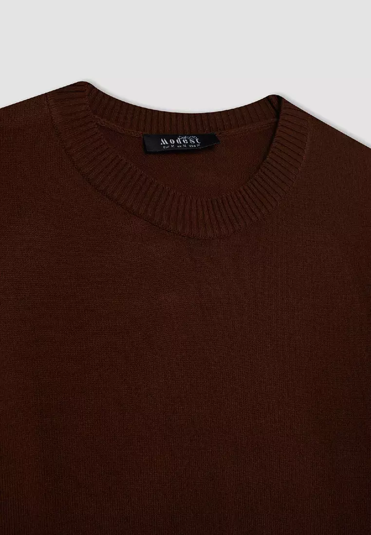 Buy DeFacto Modest Crew Neck Knit Tunic Top 2025 Online ZALORA