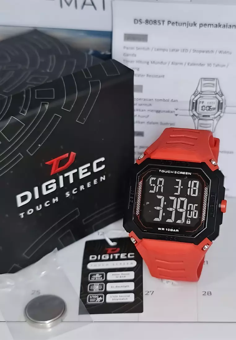 Digitec Touch Screen - Jam Tangan Digital Pria - Red - Resin Strap - 8085-G