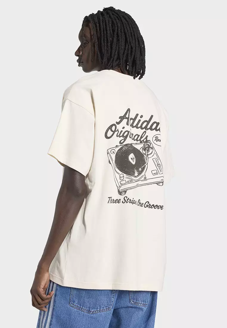 Lifestyle Vintage Records Graphic T-shirt Men White KW7990