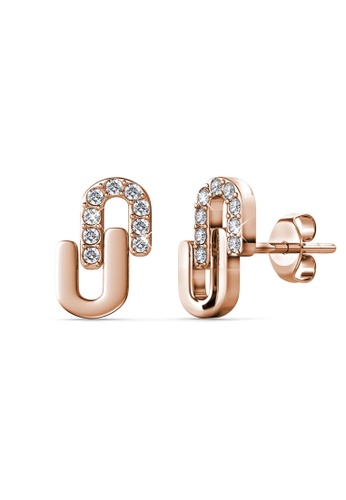 Her Jewellery gold Union Earrings (Rose Gold) - Made with premium grade crystals from Austria 59837AC75BB78FGS_1