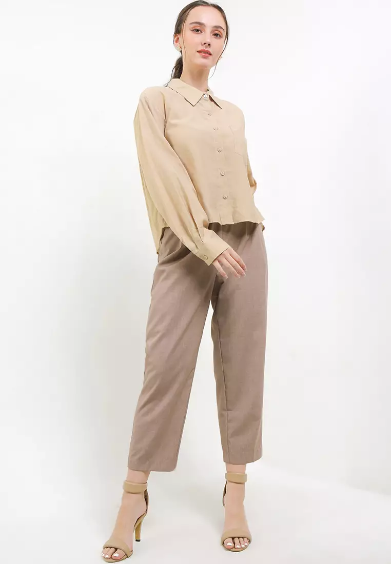 Button & Pleats At Back Shirt