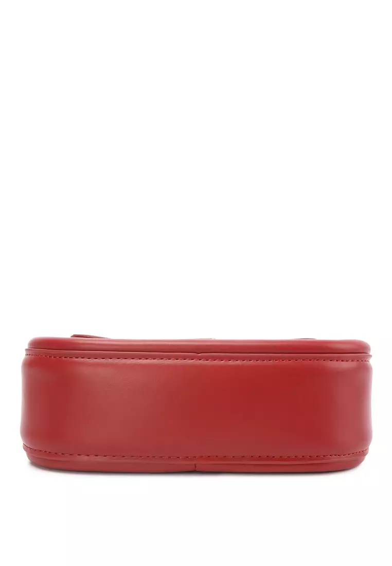 Faux Leather Sling Bag in Red