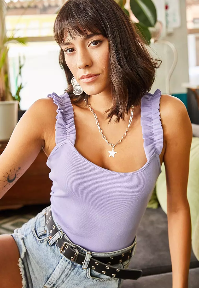 Frilly Strap Sleeveless Top