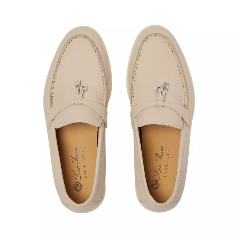 Summer Charms Walk Loafers Deerskin Leather Ivory Champagne