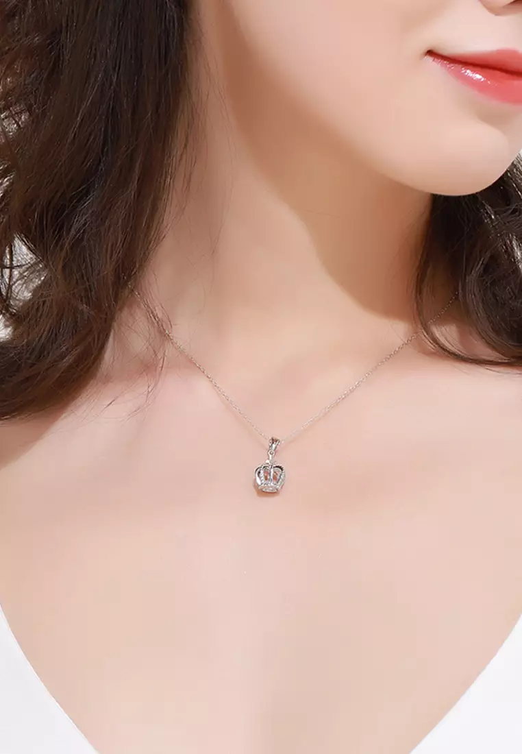 CELOVIS - Imperial Crown Zirconia Pendant Necklace in Silver