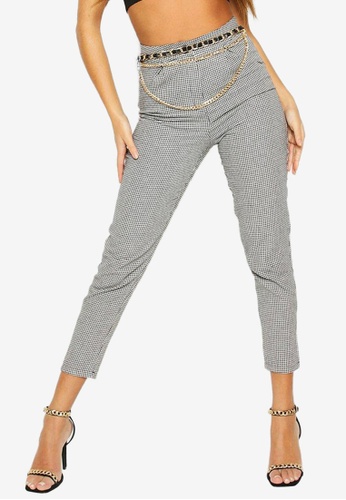 Buy Boohoo Houndstooth Pleat Front Tailored Trousers Zalora Hk