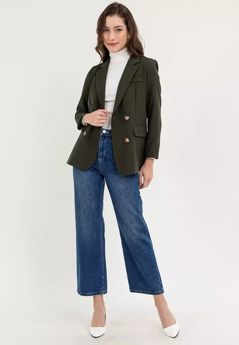 Overlap Back Slit Blazer