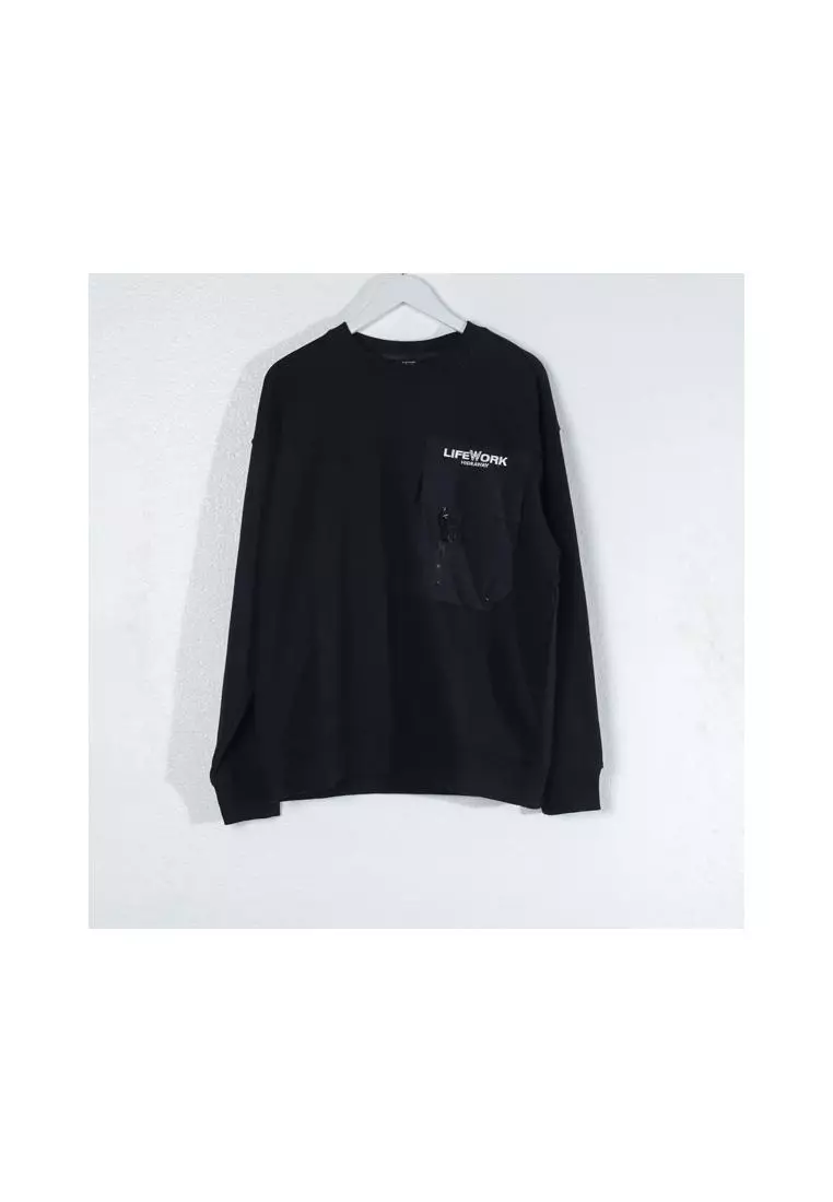 Jual LIFEWORK Sweater LIFE WORK CARGO ZIP POCKET BLACK SWEATSHIRT 100% ...