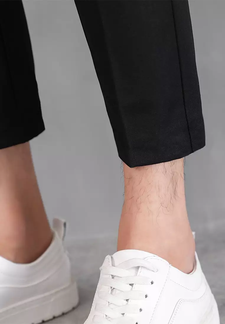 Enzy Basic Celana Formal Pria Ankle Pants - Hitam