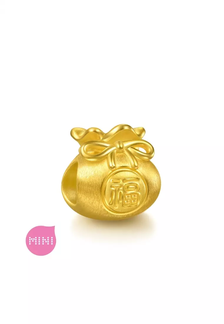 999 Gold Charme Fortune Bag Charm for Women & Men 95985C  [Bracelet not included]