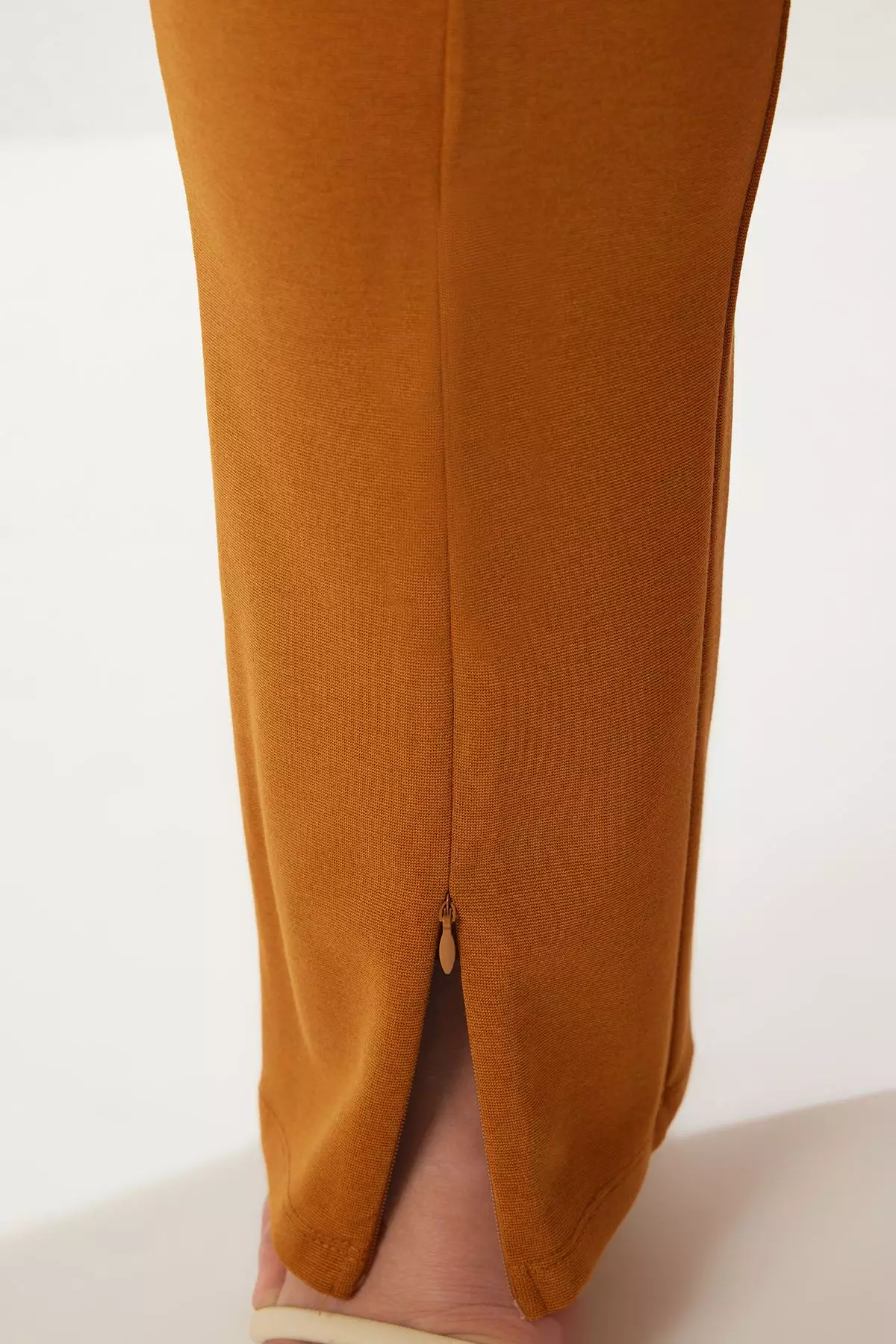 Skinny High Waist Zippered Knitted Plus Size Trousers