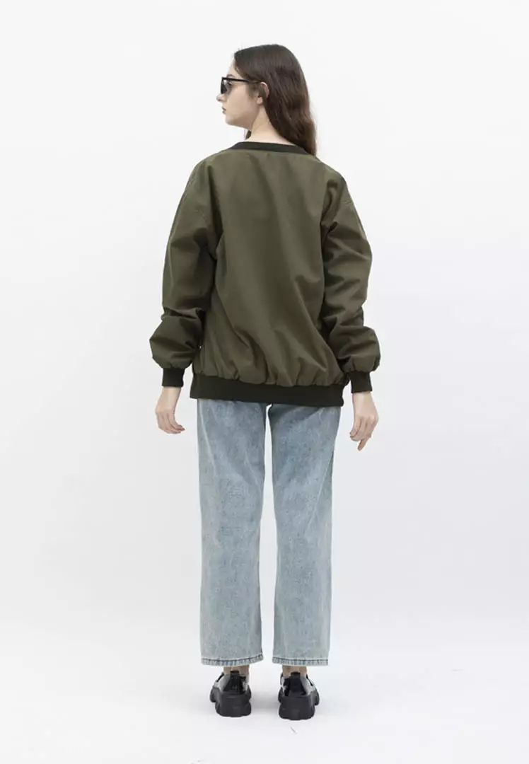 Houseofcuff Jaket Bomber Wanita Pria Unisex Polos Windbreaker Army