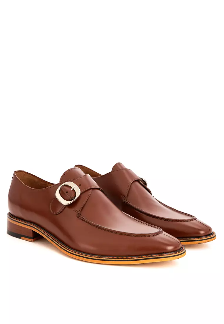 Fiyero Brown Single Monk Strap Shoes