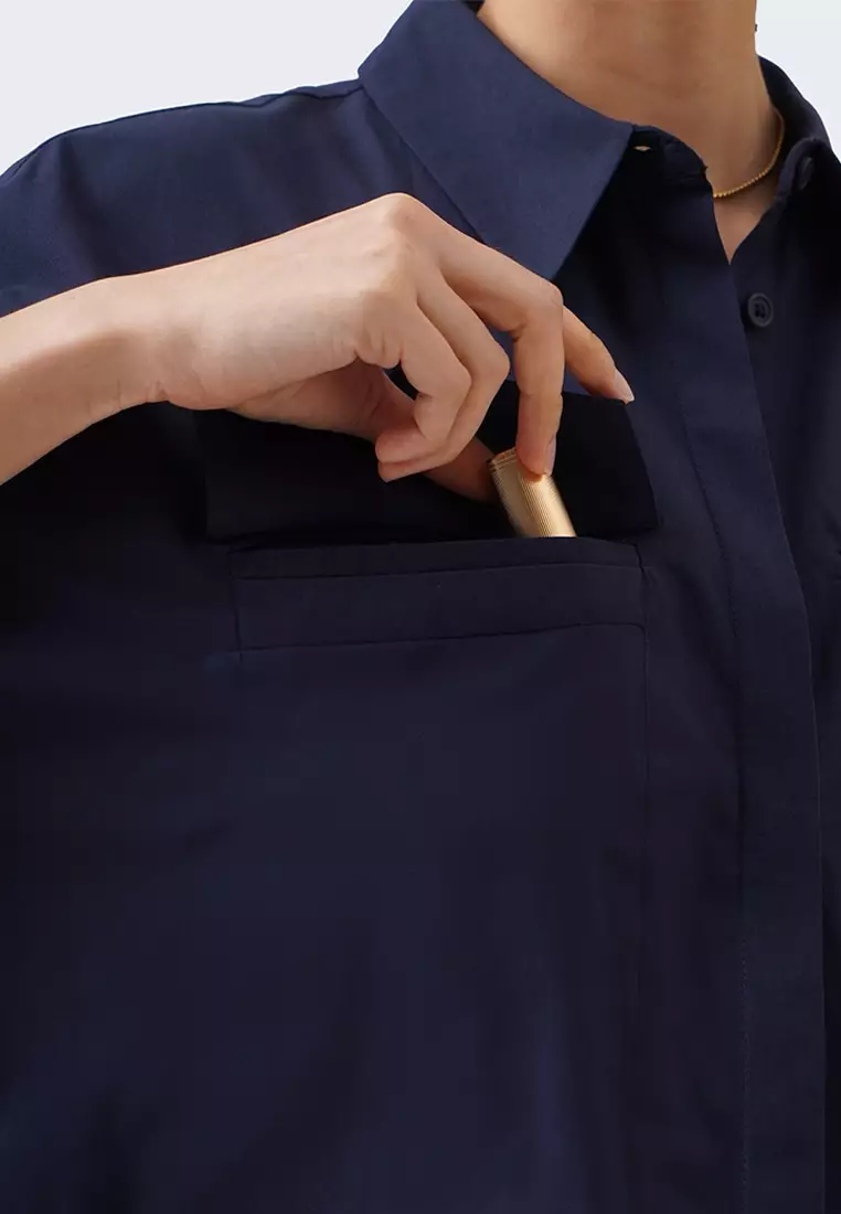 Women's Cropped Triangle Flap Pockets Shirt