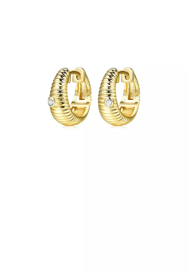 Buy Glamorousky Simple Personality Plated Gold Wave Pattern