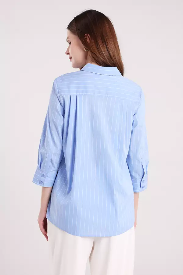 MINIMAL - Daena 2 - Kemeja Lengan Panjang Motif Garis - Blue Colour Blue