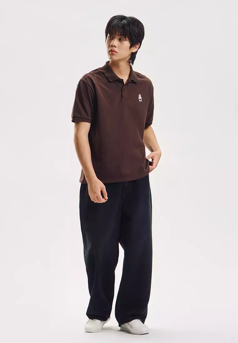 Relaxed Fit Polo with Crew Bear Patch Embroidery