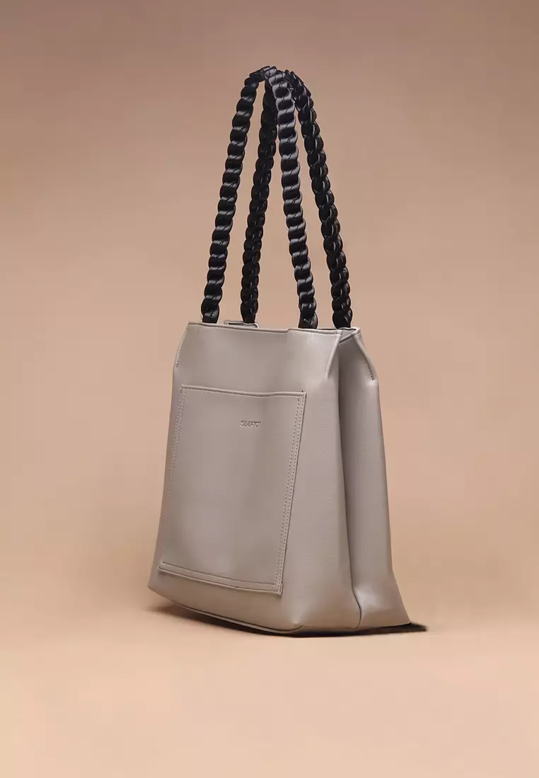 Tas Tote Wanita Silvertote Nathalie CB Grey Black
