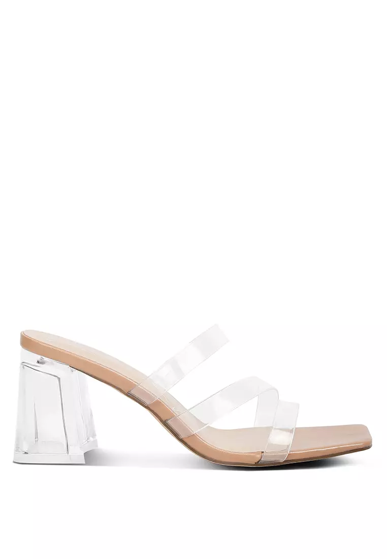 Discount on London Rag  shoes - SKU: Multiple Straps Clear Heel Sandals In Camel