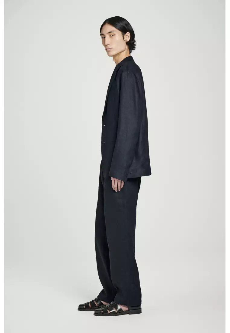 RELAXED LINEN TAPERED TROUSERS
