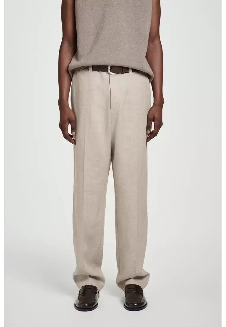 RELAXED LINEN TAPERED TROUSERS