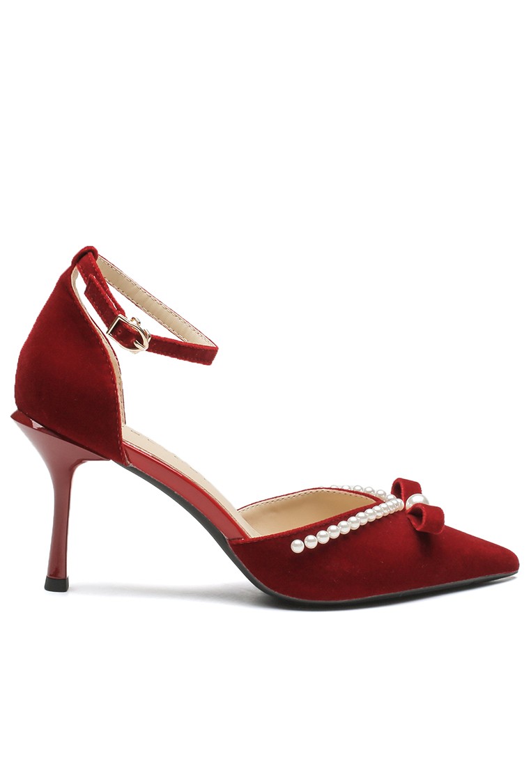 8CM Pearl Chain Ankle Strap High Heel IF82316