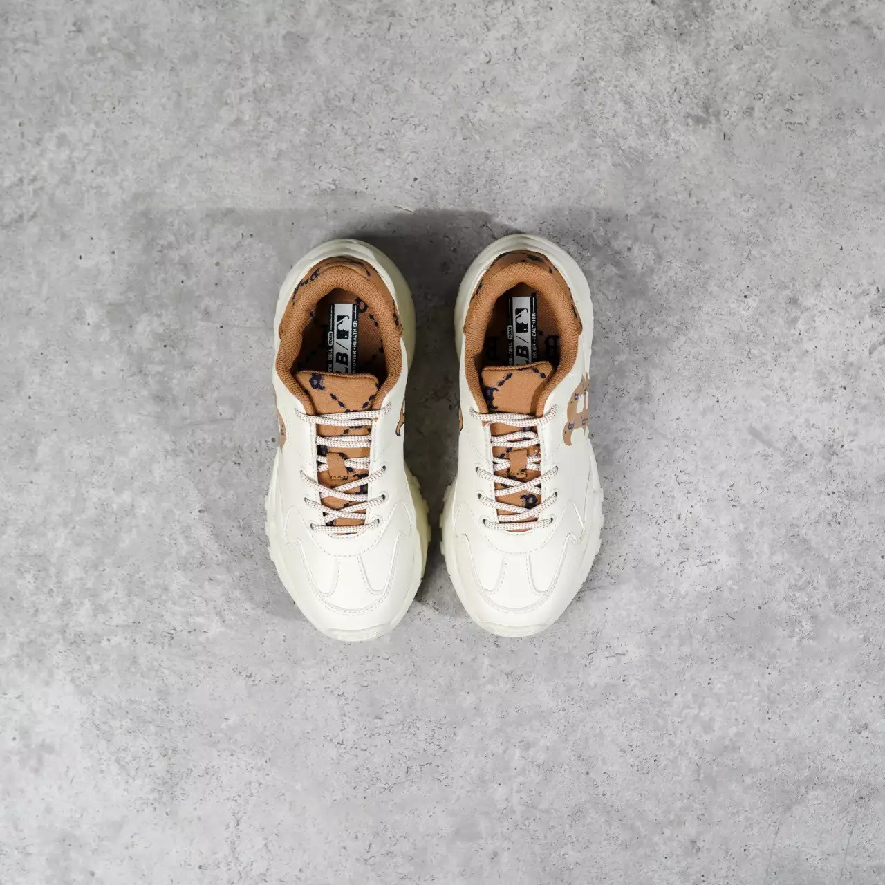 Sepatu MLB B BROWN SIDE BACK MONOGRAM BLACK BEIGE RYTON SNEAKER 100% ORIGINAL