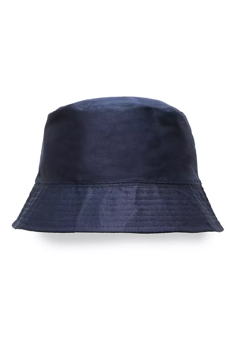 Zorke Bucket Hat Pria Casual Style Fashion Plain Material Cotton ORIGINAL - Black Navy