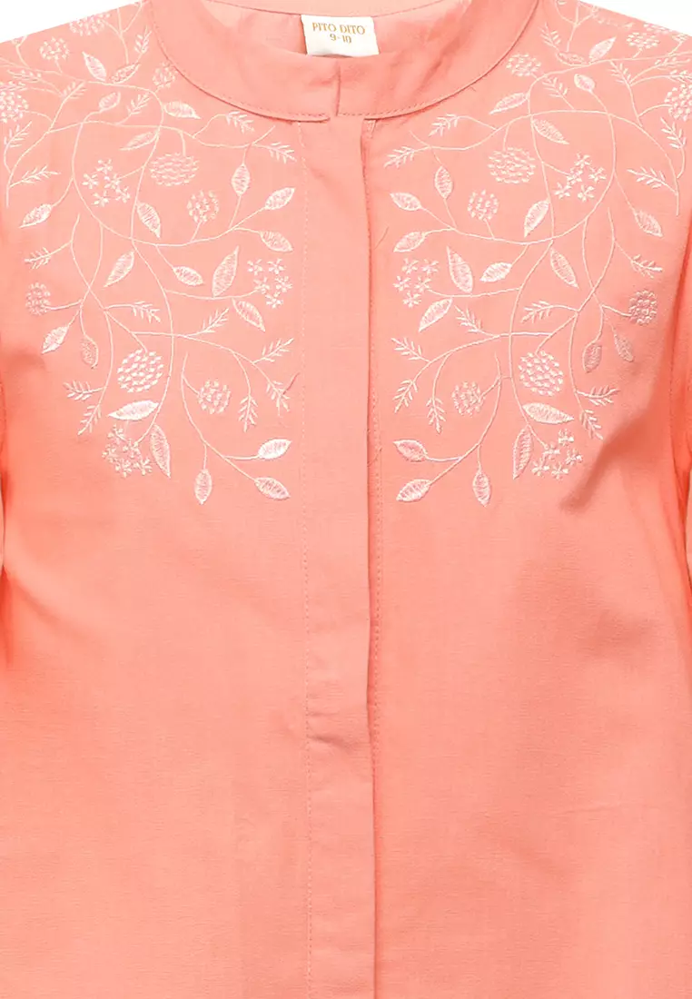 Pito Dito Girl Syafaah Dress Midi Anak Orange Salem - Size 4