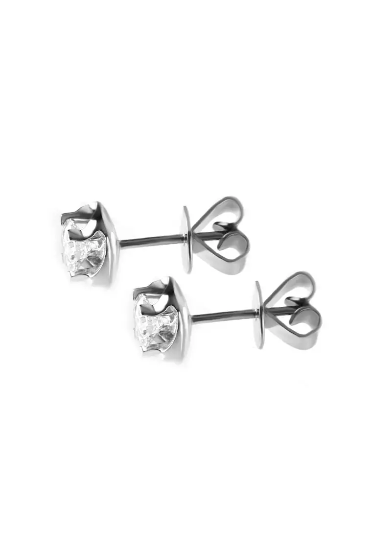 White gold clearance flat stud earrings