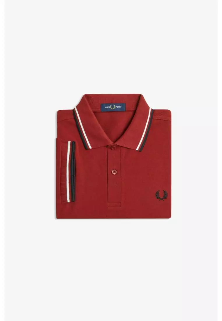Fred Perry M3600 Twin Tipped Fred Perry Shirt (Burnt Red / Ecru / Black)