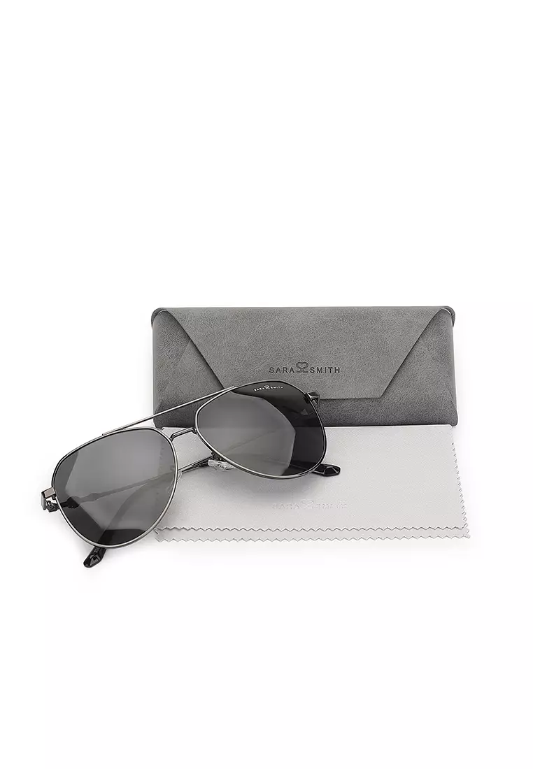 Unisex Polarized Aviator Sunglasses - Gun Grey