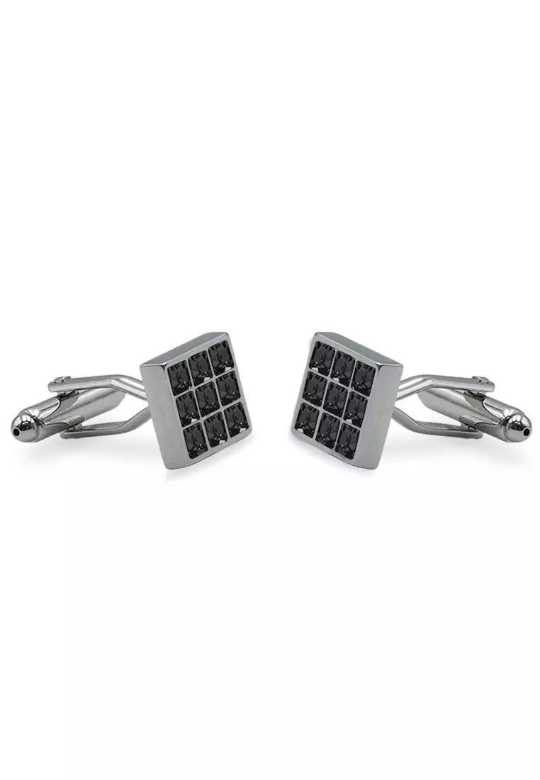 Isla Black Diamonte Cufflink