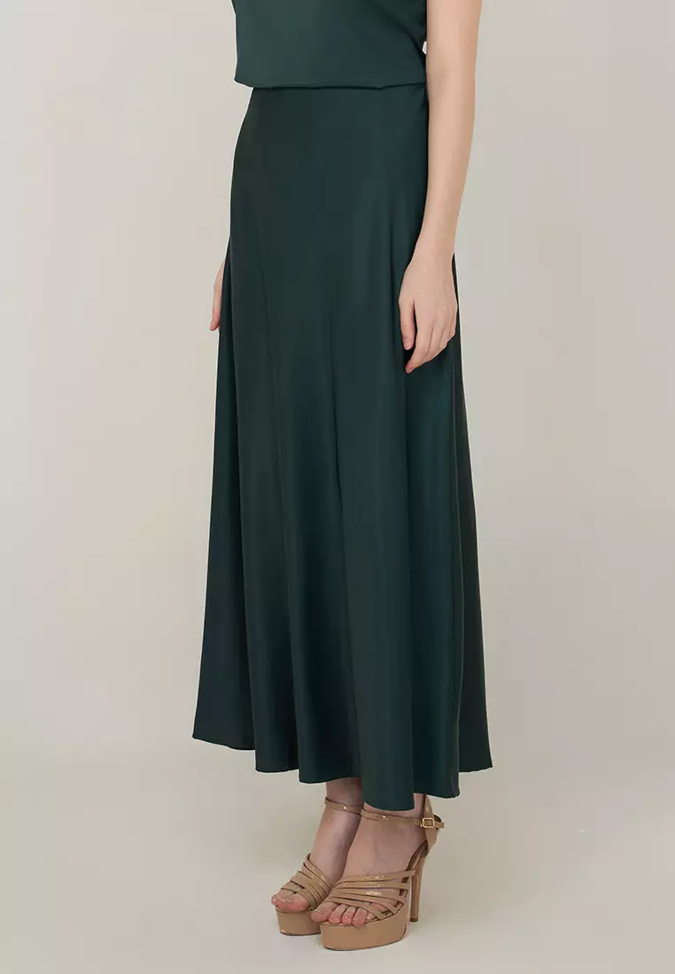 Jianna A-Line Maxi Skirt in Satin Fabric