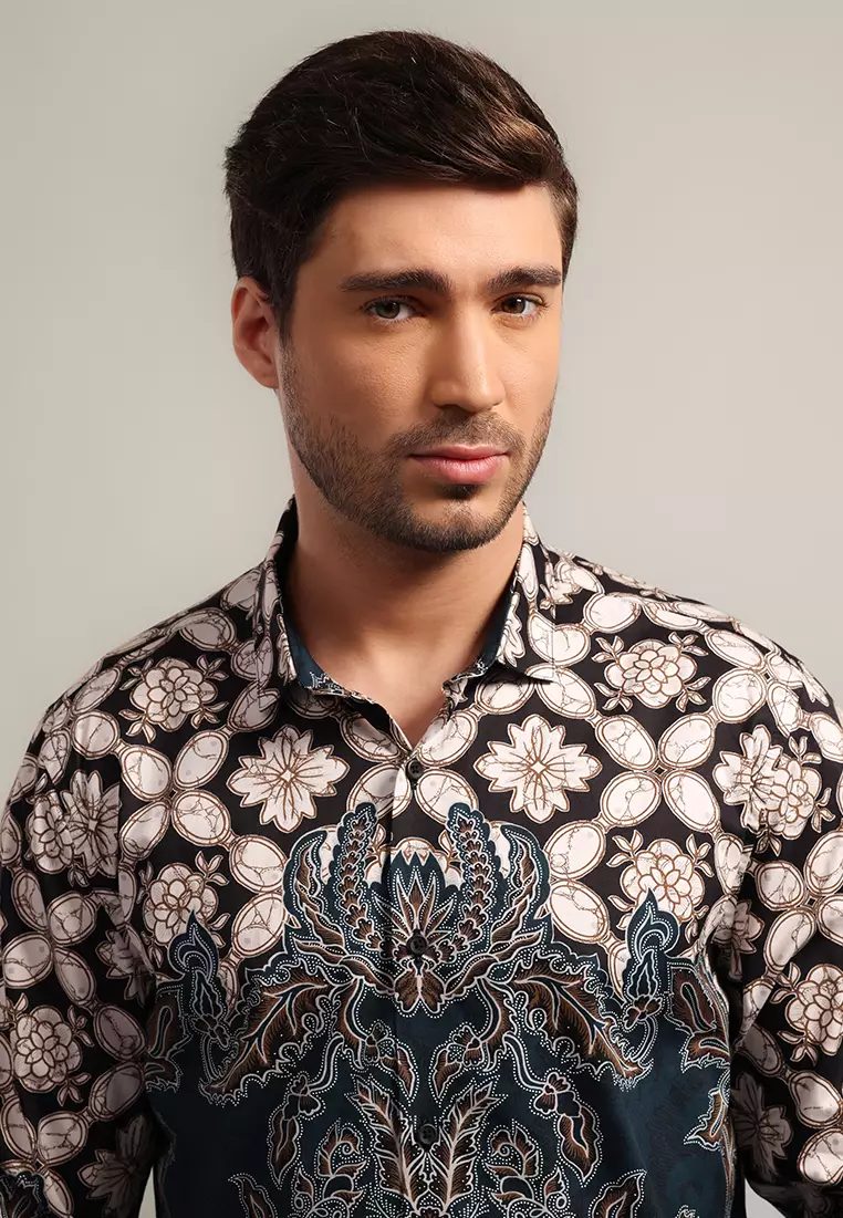 MOC - Kemeja Batik Pria Lengan Panjang Ganesh - Green Warna Green