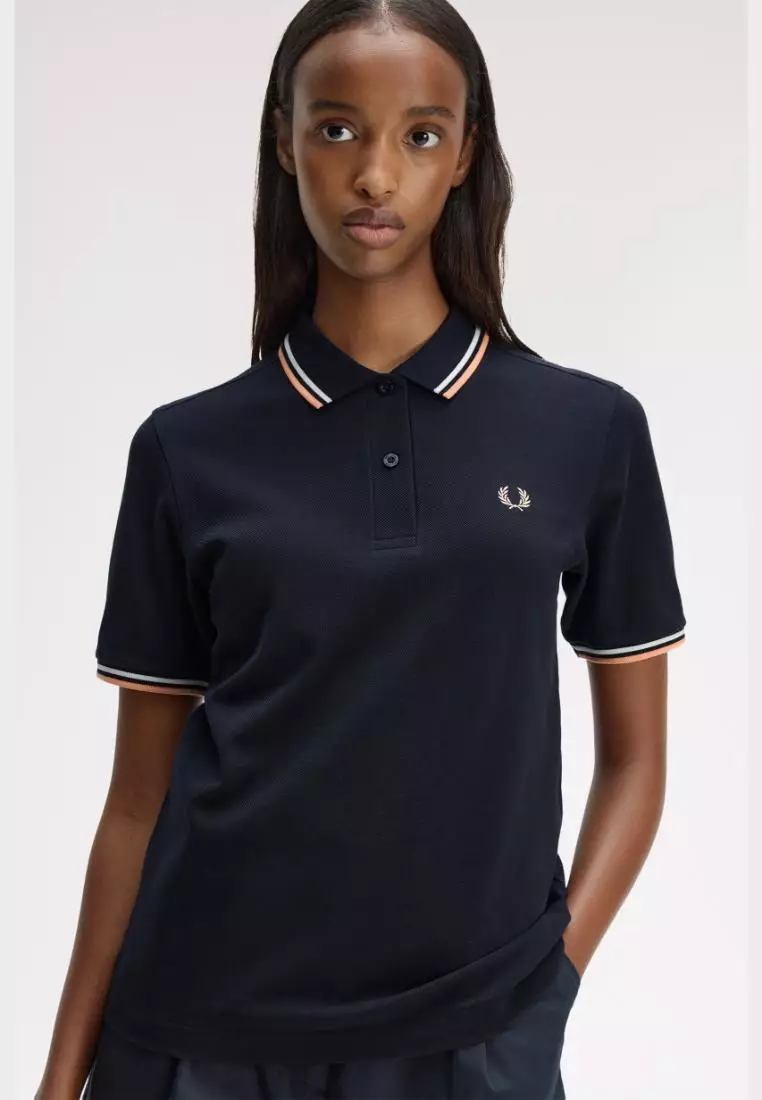 Fred Perry G3600 Twin Tipped Fred Perry Shirt (Navy / Snow White / Peach)