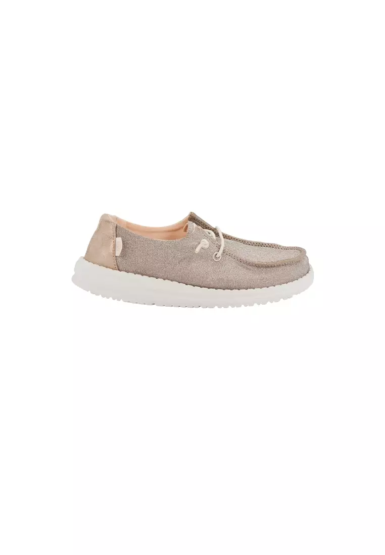 Discount on HeyDude  shoes - SKU: HeyDude Wendy Youth Girl's Metallic Sparkle in Rose Gold