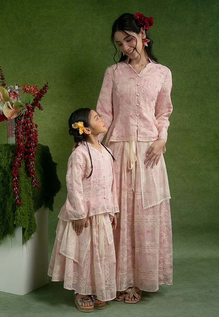 Zephnie Embroidered Set with Flare Skirt