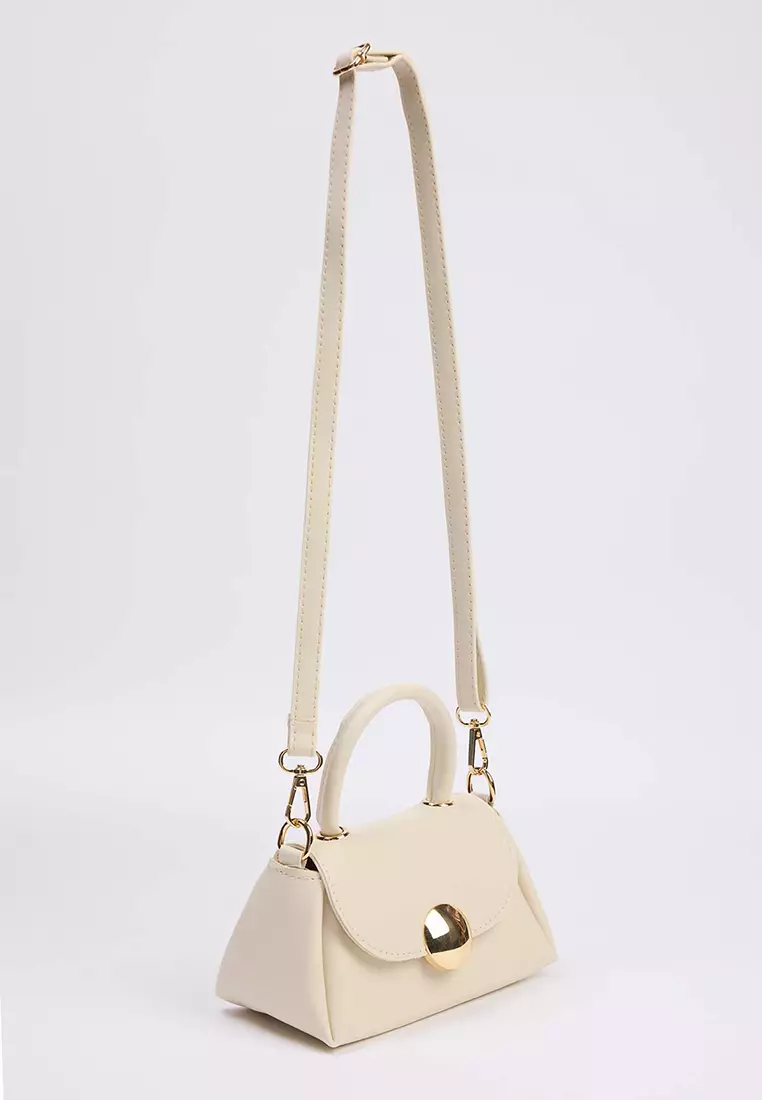 Beige Women's Metal Accessory Detailed Mini Hand And Shoulder Women's City Bag Takaw26Oc00000