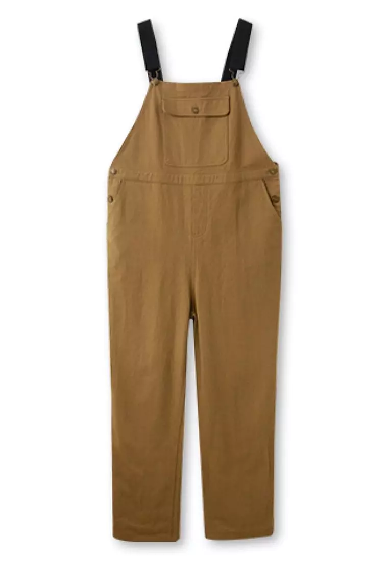 Loose-Fit Colorblock Adjustable Strap Utility Jumpsuit [BA7678]