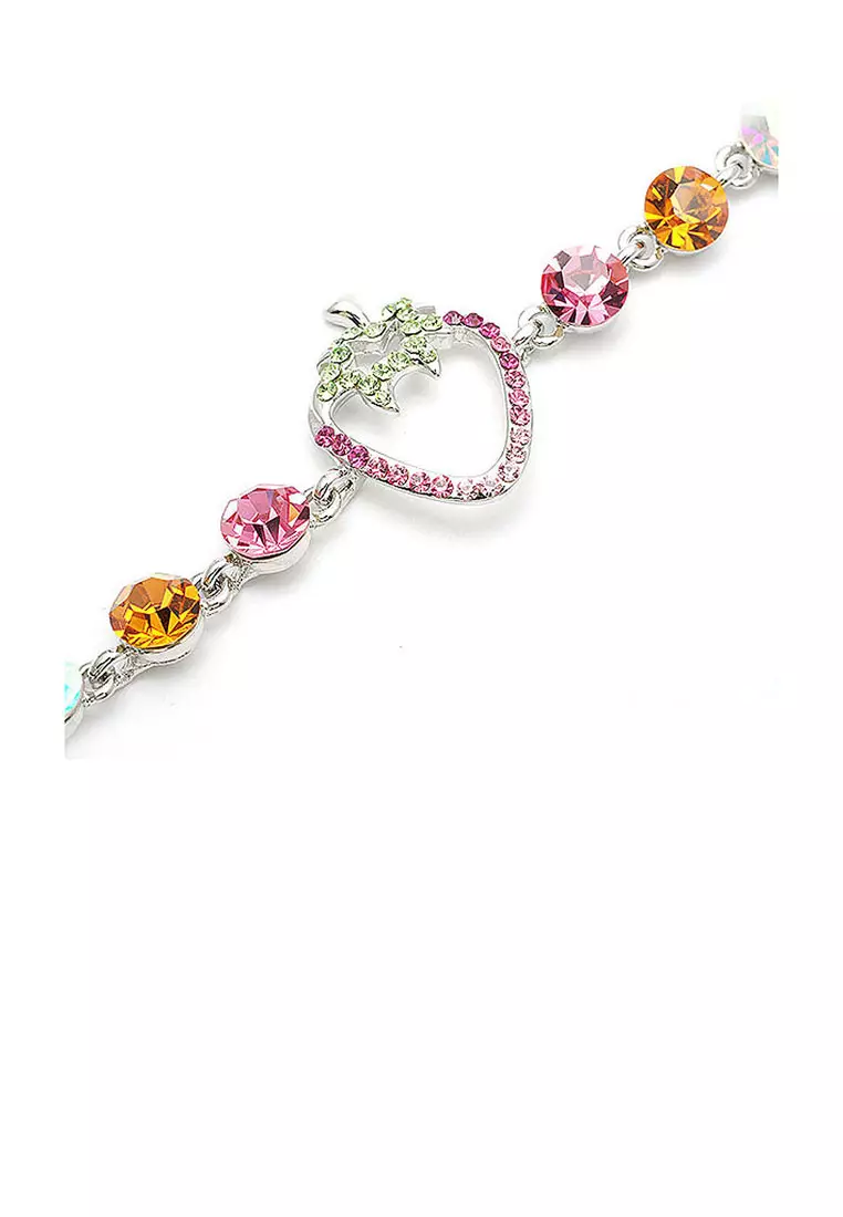 Strawberry Bracelet with CZ and Multi-colour Austrian Element Crystals