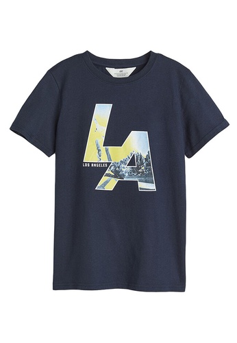 H&M blue and multi Printed T-Shirt F8FABKA5F3C063GS_1