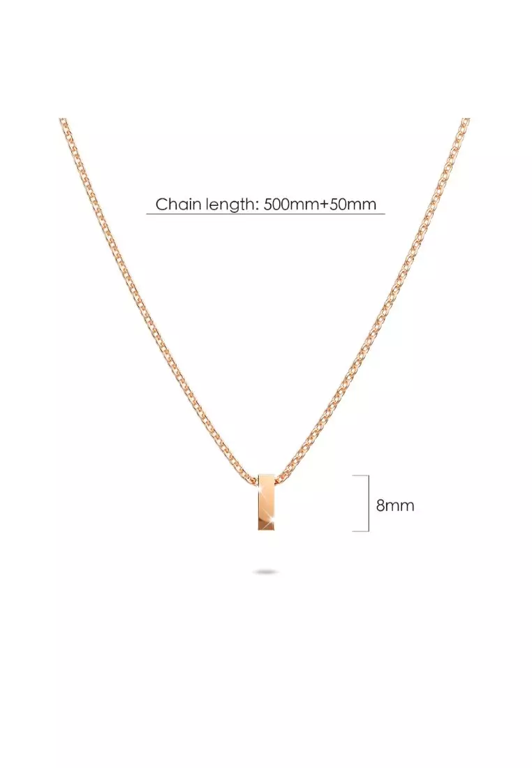 Initials Brick Alphabet Letter Necklace Rose Gold Layered Steel Jewellery - I