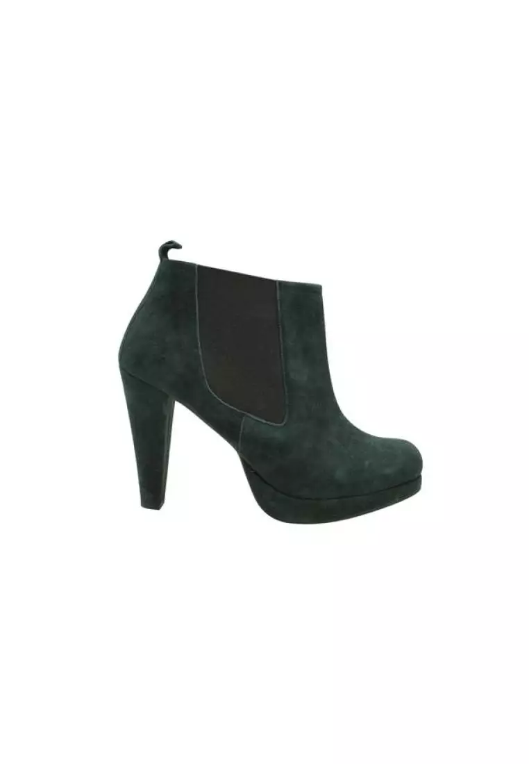 Buy Ganni Pre Loved GANNI Green Suede Fiona Ankle Boots 2024