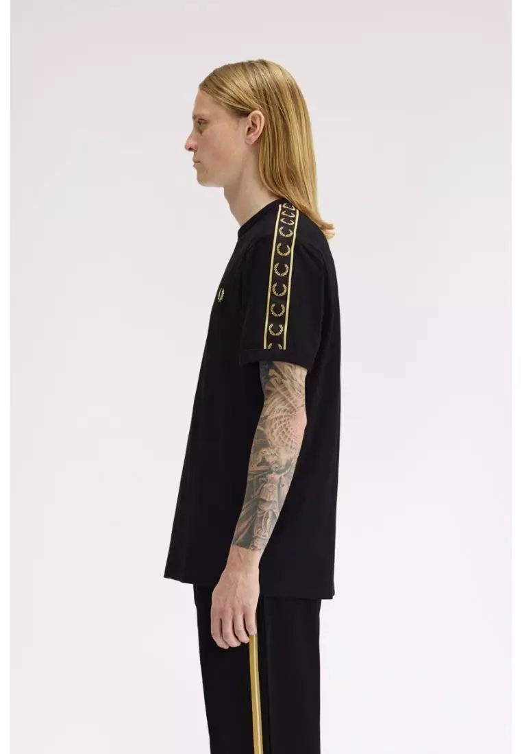 Fred Perry M4613 Contrast Tape Ringer T-Shirt (Black / Champagne)