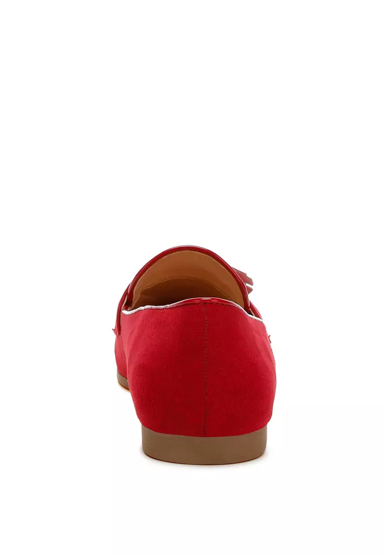 Sepatu Rumbai Micro Suede Warna Merah