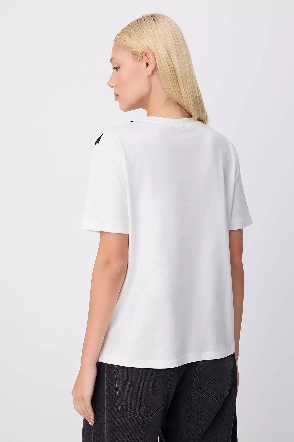 Ecru Oversize/Wide Fit Short Sleeve Tie Detail Long Soft Knitted T-Shirt Twoss26Ts00269