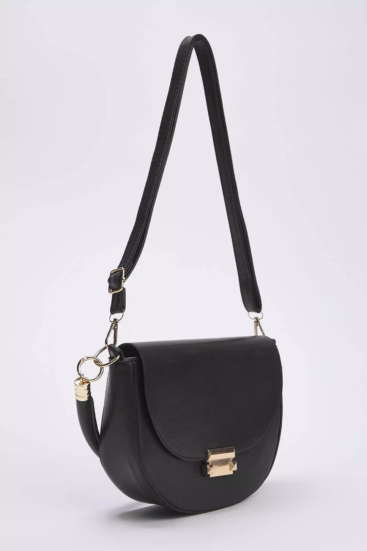 Black Metal Buckle Detailed Women's City Shoulder Bag Takaw26Oc00022