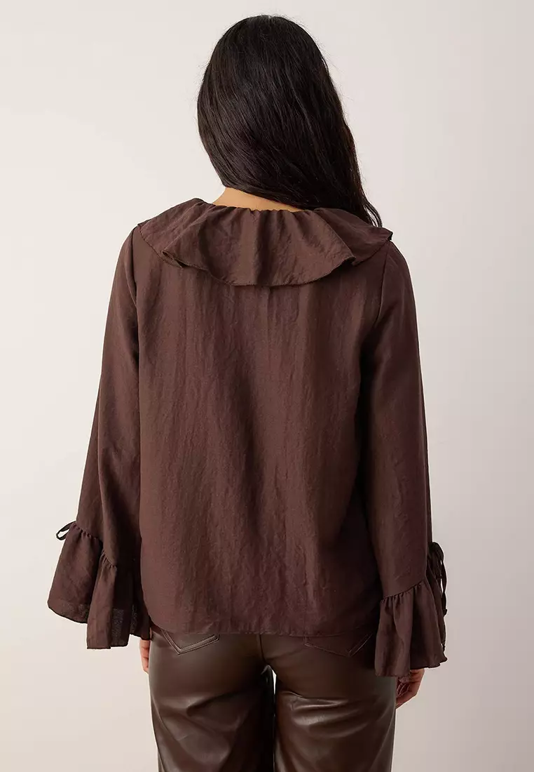 Ruffle Detailed Woven Blouse